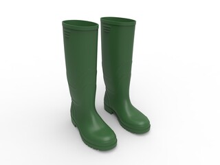 Plastic Boot 3D Rendering GREEN