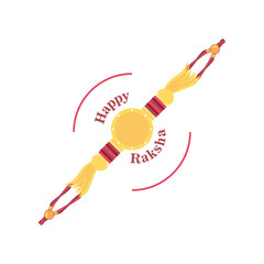 Raksha bandhan yellow and pink wristband detailed style icon vector design