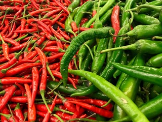 red and green chili peppers