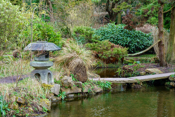 Japanese Garden with stone lanterns