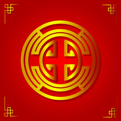 The Chinese lucky symbol logo for Lunar new year with red background