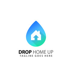 Abstract Drop Home Up Logos Design Vector Illustration Template