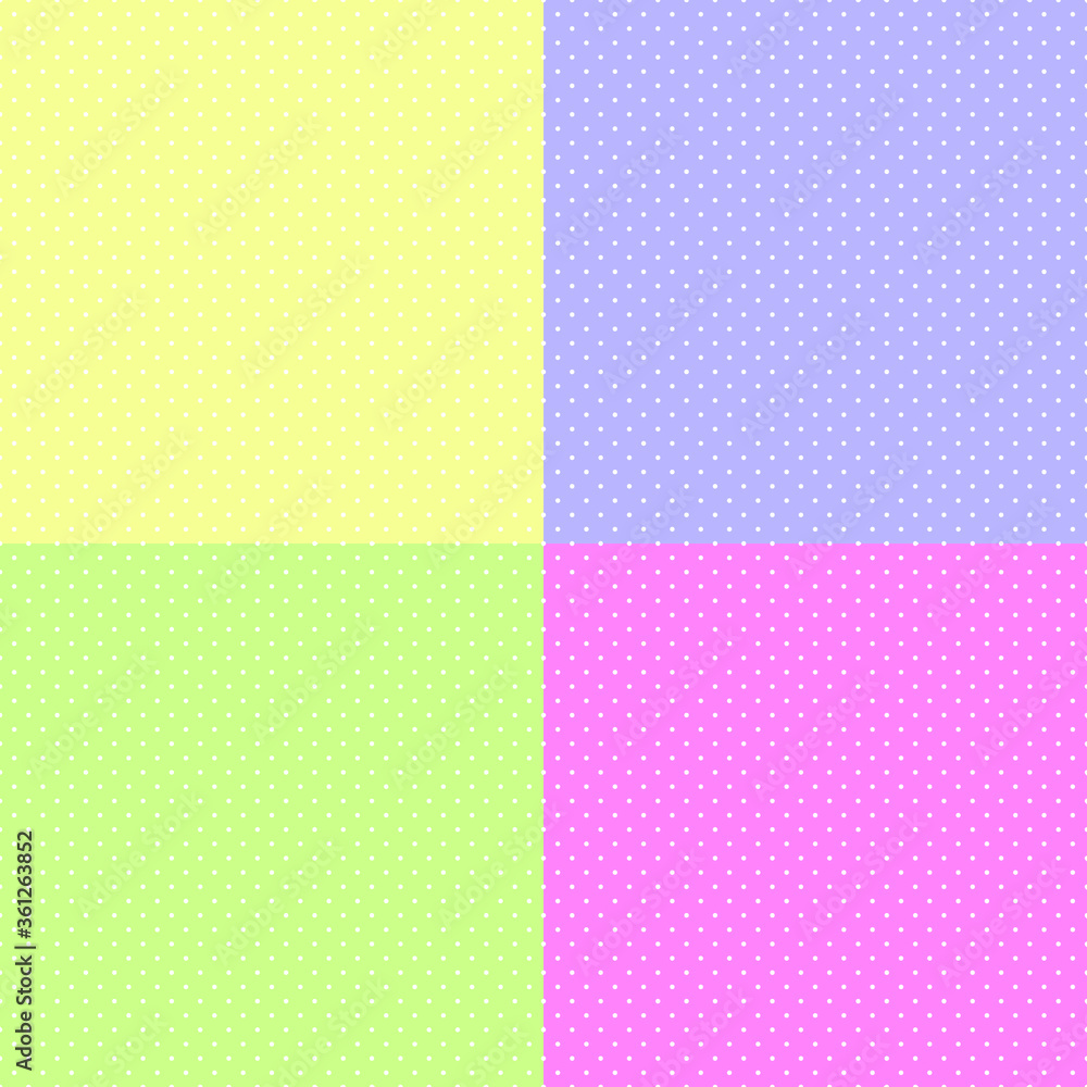 Poster set of abstract vector seamless background consisting of small dots and circles.