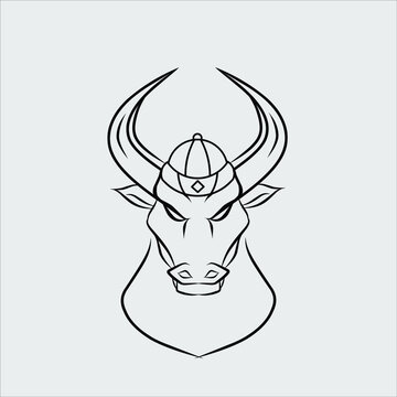 The wild ox buffalo cow bull chinese zodiac sign symbol logo mascot on lunar new year