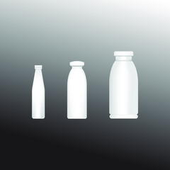 Vector set of plastic bottles for milk, juice and water mock up ready for your design