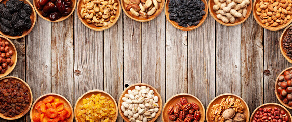 Various dried fruits and nuts