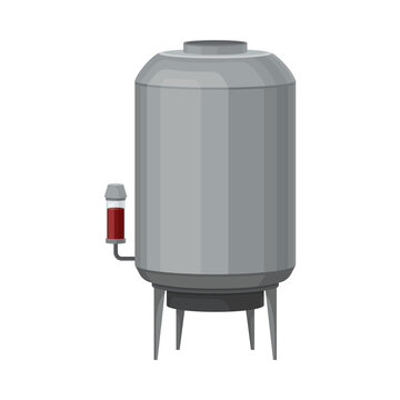 Metal Tank with Grape Juice as Alcoholic Fermentation Vector Illustration