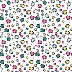 vector colorful seamless pattern of bright multicolored geometric shapes. Layout design for clothing prints, store booklets, postcards, wrapping paper