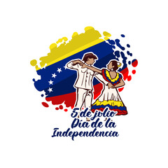 Translate: July 5, Independence day. Independence day (dia de la independencia) of Venezuela vector illustration. Suitable for greeting card, poster and banner.