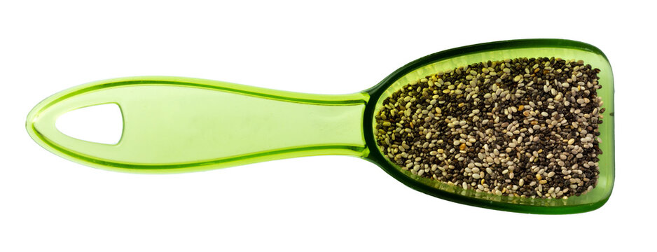 Spoom with chia seeds isolated on white