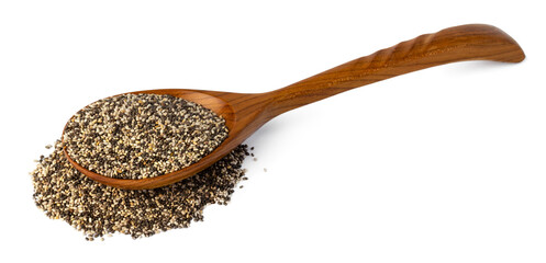 Spoom with chia seeds isolated on white