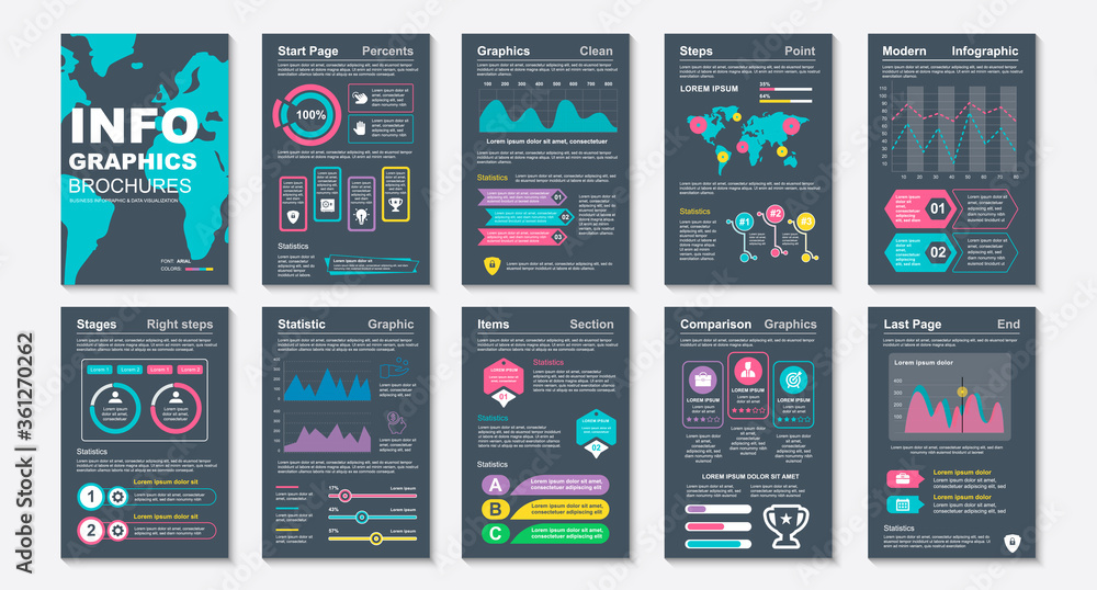 Aufkleber infographic brochures data visualization vector design template. can be used for info graphic, resum
