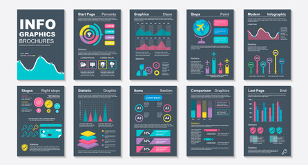 Infographic brochures data visualization vector design template. Can be used for info graphic, resume and cv, web, print, magazine, poster, flyer, brochure, annual report, marketing, advertising.
