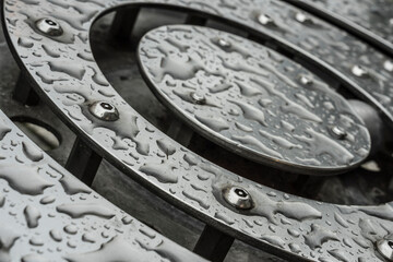 stainless steel surface with water