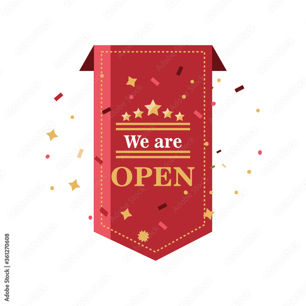Poster we are open detailed style icon vector design