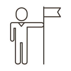 businessman figure with flag line style icon