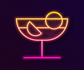 Fototapeta na wymiar Glowing neon line Cocktail icon isolated on black background. Vector Illustration.