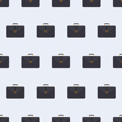 Suitcase business seamless pattern. Suitcase for documents and laptop. Background for business. Flat style. Vector.