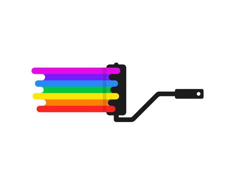 simple paint roller with rainbow color