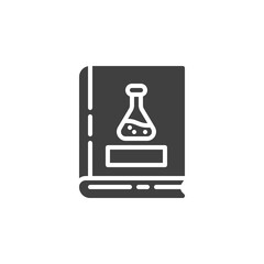 Chemistry book vector icon. filled flat sign for mobile concept and web design. Book with chemical flask glyph icon. Symbol, logo illustration. Vector graphics