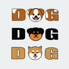 vector text set of funny cartoon dogs
