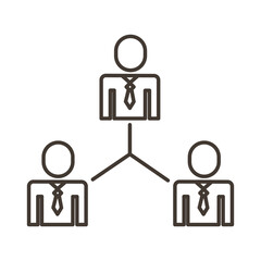 businessmen teamwork figures network line style icon