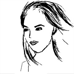 Graphic monochrome image of a girl's portrait