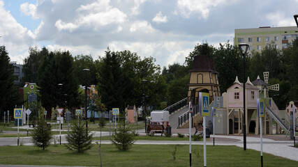 View of the children's park in the city