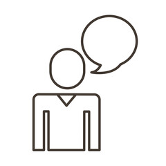 businessman figure with speech bubble line style icon
