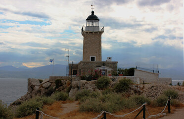 Melagavi lighthouse in Loutraki Korinthos Greece