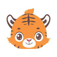Cute cartoon tiger portrait illustration