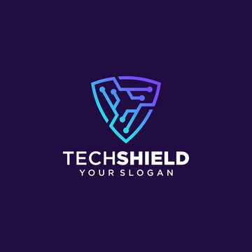 Tech Shield Logo Template Design Vector, Emblem, Design Concept, Creative Symbol, Icon
