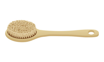 Brosse de dos pour le bain ou la douche avec un grand manche en bois.