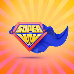Super mom. Supermom logo. Mother day concept. Card for Mom. Comic style. Leadership concept. Vector illustration