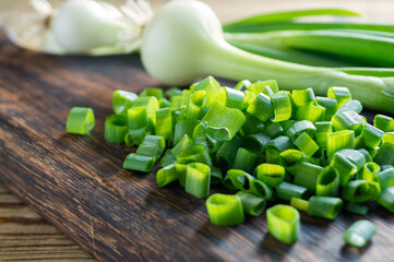 young green sliced onions.