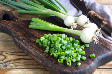 young green sliced onions.