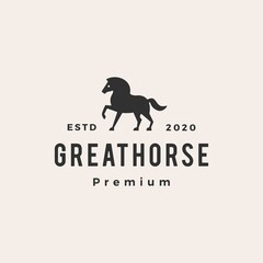horse hipster vintage logo vector icon illustration