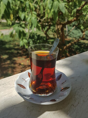 Traditional Turkish Tea in Garden