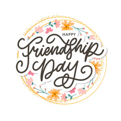 Friendship day vector illustration with text and elements for celebrating friendship day flowers