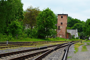 Fototapeta na wymiar Abandoned rails of an abandoned railway in the forest