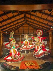 Kathakali Statues in dance pose, Kerala, India