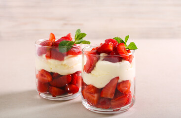 Strawberry and cream sweet dessert,