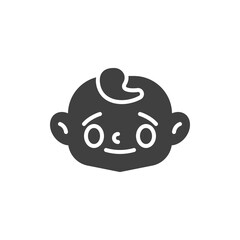 Baby face with sweat drop vector icon. filled flat sign for mobile concept and web design. Stressed child face glyph icon. Symbol, logo illustration. Vector graphics