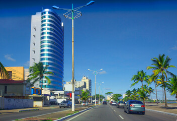 Obraz premium Maceio, Brazil, roads. Along the coastline in the city there are beautiful roads with good evening lighting.