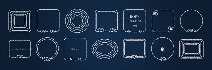 Nautical vector frame. Rope knot border design