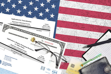 USCIS form I-485 Application to register permanent residence or adjust status and N-400 Application...