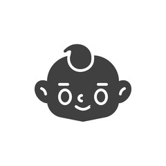 Fototapeta premium Happy baby boy face vector icon. filled flat sign for mobile concept and web design. Smiling child face glyph icon. Symbol, logo illustration. Vector graphics