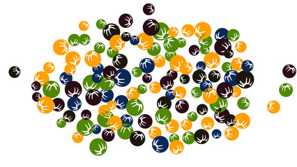 Feminine Floral Pattern with Simple Stylized Berries for Greeting Card or Poster. Naive Daisy Berries in Primitive Style. Vector Background for Spring or Summer Design.
