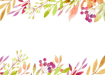 Watercolor floral frame. Ideal for weddings, invitations, business cards