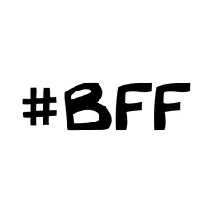 Best friend forever abbreviation. Cute hand drawn lettering in modern scandinavian style. Isolated on white background. Vector stock illustration.